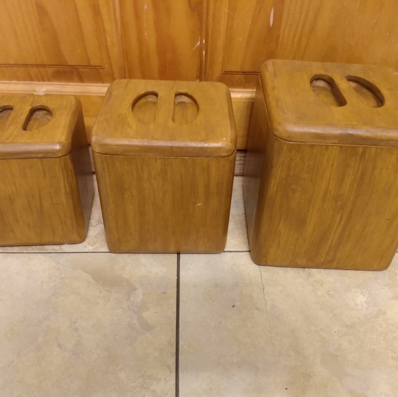 The Cellar Other - The Cellar Wooden Canister Set 3 Piece Kitchen Storage organizer container